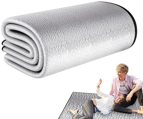 Colchoneta isotérmica de espuma para dormir para camping, 200 x 200 cm, esterilla aislante de doble cara, de espuma de doble cara, plegable, alfombra de suelo impermeable para camping, doble
