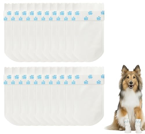 EujRcf 21 PCS Dog Bandages for Paws, Dog Boots for Injured Paws Waterproof, Dog Shoes & Paw Protectors Stop Licking, Ideal for Post-Surgery Care and Outdoor Activities, Dirty Environment