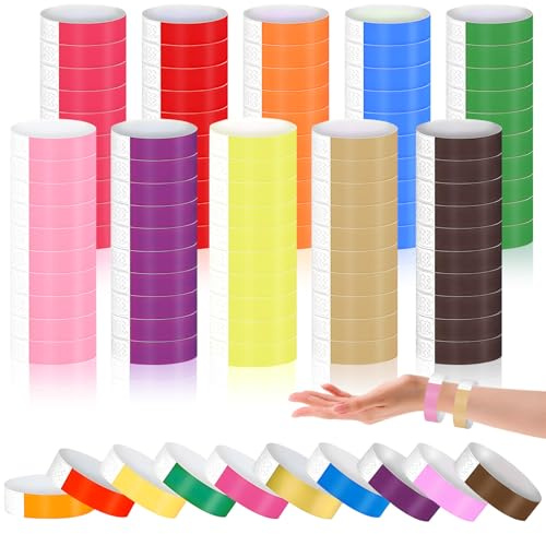 1000PCS Wristbands for Events, Waterproof Neon Wristbands Wrist Party Bands, Colorful Paper Wrist Bands, Entrance Wristbands Paper Arm Bracelets for Event Party Entrance Music Festivals Concerts