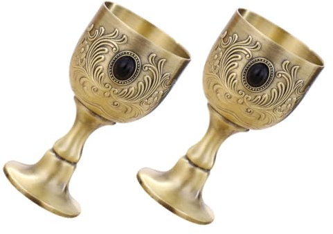 ZUNOXAZ Calici da Vino Bordi Lucidati e Arrotondati in Lega Design Vintage 20ml Set 2 Pezzi per Feste e Degustazioni di Vino Rosso Vino Rosso