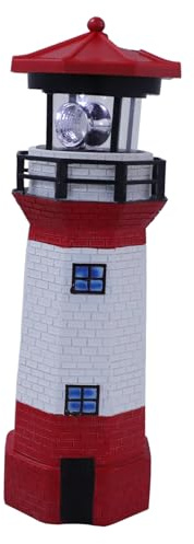 OFFSCH Faro Solare Rotante LED per Giardino Esterno Decorazione Marina per Patio Prato e Percorsi Lampada Energia Solare con Design Elegante e Atmosfera Accogliente