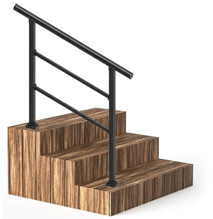 Kit de barandilla para escaleras interiores con barandillas de acero al carbono negro para porches y terrazas (100cm/39.4in)