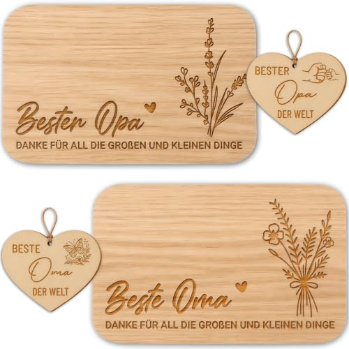 Oma und Opa Geschenke, Frühstücksbrettchen Brotzeitbrett mit Gravur