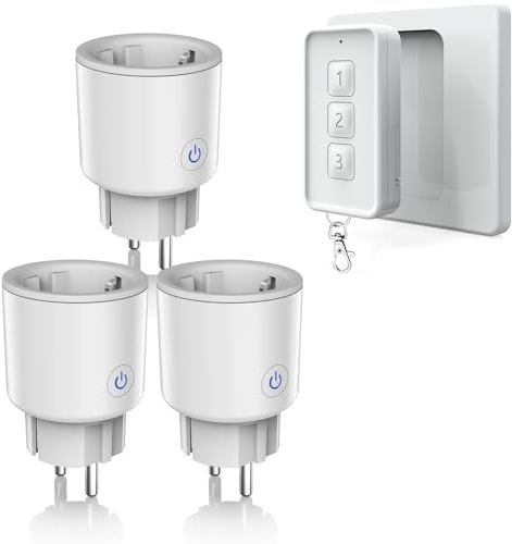 Funksteckdose mit Fernbedienung, Magnetischer Schalter Wandhalterung, 30m Reichweite, Vorprogrammiert,Kein Kabel Erforderlich, Erweiterbarer Lichtschalter für Feiertagsdeko, 3680W/16A