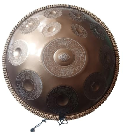 handpan, 440/432Hz 14/12/10/9Notes 22 Zoll Carve Golden Handpan Drum D-Moll Stahlzungentrommel,for Professional Performance(12notes-432hz)