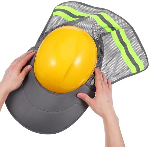 DEARMAMY Visera para Casco de Seguridad Gris de Poliéster, Parasol Ajustable y Transpirable con ala Completa, Protector Solar Plegable para Actividades al Aire Libre y Obra, Accesorio