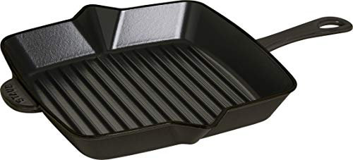 Staub 40510-430-0 Amerikanische GrillPfanne, quadratisch 26 x 26 cm, 2 Ausgießer,mit mattschwarzer Emaillierung im Inneren der Pfanne, schwarz