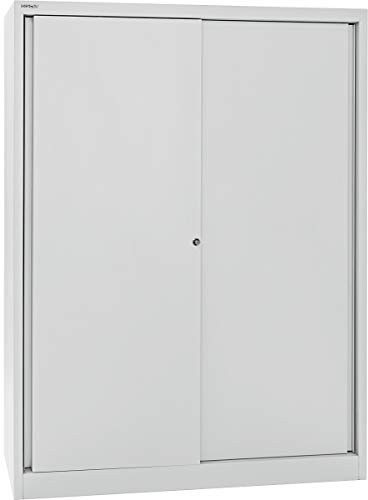 BISLEY Schiebetürenschrank ECO, 3 Fachböden, 4 OH, Metall, 645 Lichtgrau, 43 x 120 x 163.7 cm