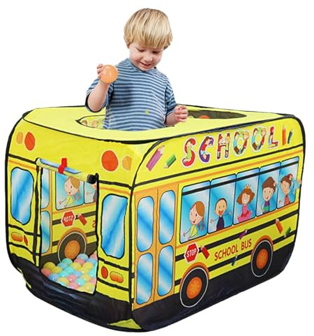 Småbarnstält, Barntält - Småbarn hopfällbart bilformtält - Hopfällbart lektält för barn, lektält med busstema för barn, lekstuga inomhustält för barn