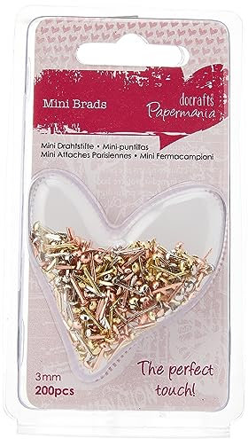 Docrafts Mini Brads Metallic, farblich Sortiert, 200 Stück