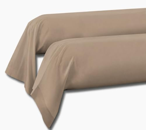 Home Linge Passion Taies de traversin 85x185 cm, Beige foncé, Lot de 2