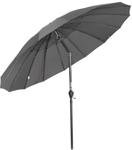 Angel Living 270 cm Parasol Gris Rond UV Résistant Inclinable pour Terrasse, Piscine, Jardin et Balcon