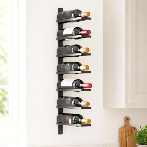 DanDiBo Étagère à vin murale en métal noir 93885 - Porte-bouteilles - Support mural moderne pour 7 bouteilles
