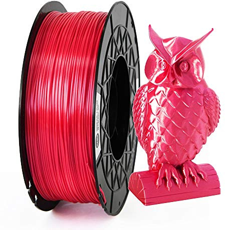 CCTREE PLA Silk Filament 1.75mm, Smooth Shiny Silky Surface 3D Printer Filament, Dimensional Accuracy +/- 0.03 mm, 1KG Spool (2.2 lbs), Fit for Most FDM 3D Printers, Silk Red