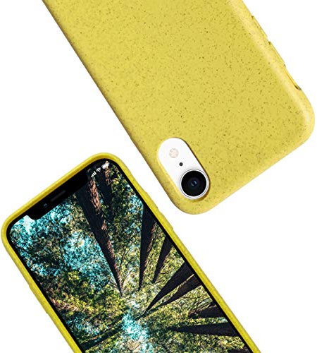 eplanita Eco Mobile Phone Case Compatible with iPhone 17, Plant Fibre, Drop Protection Cover, Durable and Sustainable (for iPhone R, Yellow)