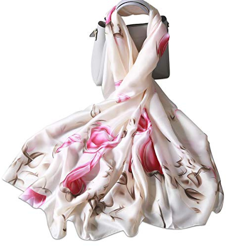 LumiSyne Bufandas De Seda Para Mujer Estampado Floral Estilo Moda y Elegante Estolas Largo y Suave Chal De Boda Fulares Caliente Toda La Temporada