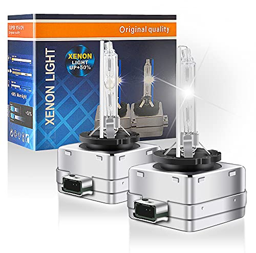 Sidaqi Lampadina Xenon D3S HID 35W 6000K 12V Sostituisce la lampada alogena OEM originale dell'auto o la lampadina del faro esterno a LED, faro allo xeno xeno bianco-2 pz