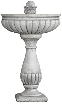 Fontaine centrale classique en béton pierre modèle Vigo 55 x 100 cm. - Fontaine de jardin décorative romaine style jardin anglais. Pompe à eau incluse - Fabriquée en Espagne.