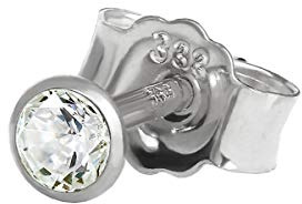 NKlaus Ohrstecker einzeln 333er Weißgold 8 Karat Zirkonia Weiß 5mm 1 Stück