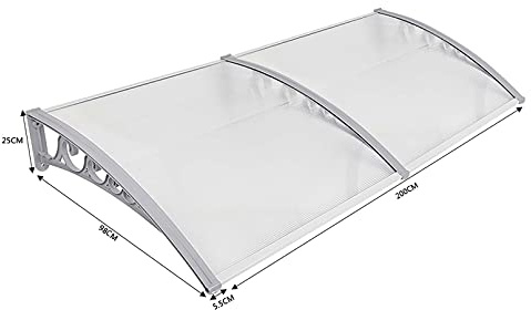 Auvent pour Porte d'Entrée et Store de Fenêtre - En Alliage d'Aluminium - Translucide (100 x 200 cm)