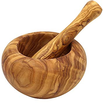 T&g Woodware - Mortero redondo (15 cm), color olivo