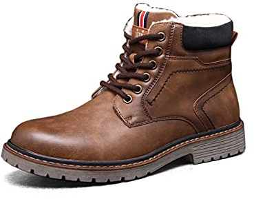 TOP STAKA Men's Boots Lace Up Winter Shoes Fur Warm Ankle Boots Anti-slip Snow Shoes