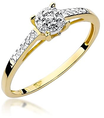 MARKO Damen Verlobungsring aus Gold mit 0,12 Karat Diamanten, 14 Karat Gold (585) | Goldring mit Box | Goldring für Frauen