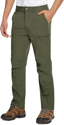 MAGCOMSEN Herren Outdoor Arbeithosen Dünn Leicht Trekkinghose Sommer Lange Freizeit Hose Männer Schnelltrockend Kletterhose Atmungsaktiv Gummibund Radhose Armeegrün 30