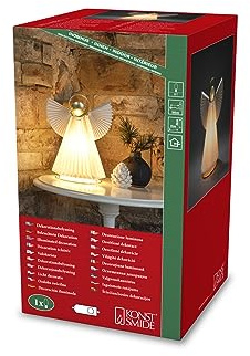 Konstsmide Papierengel, mini, inkl. Anschlusskabel mit an/aus Schalter, ohne Leuchtmittel, E14 Lampenhalterung, 230V, Innen, weißes Kabel - 1809-202, Weiß/Messing