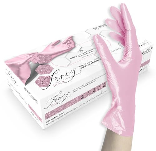 UNIGLOVES Fancy Gloves - Guanti Usa E Getta, Guanti Monouso Non Sterili, Senza Lattice, Senza Talco, Color Rosa, S