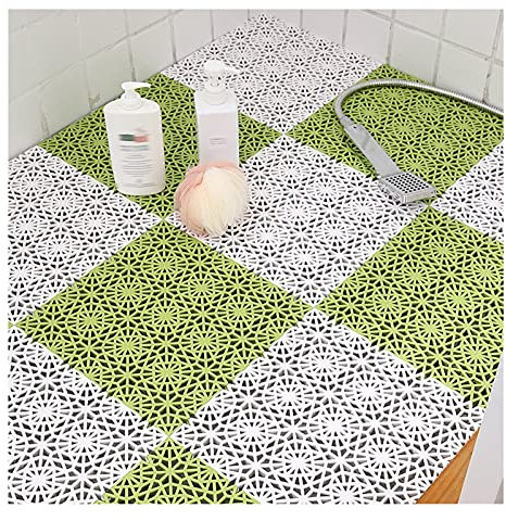 duschmatte rutschfest badematte rutschfest badematte Holz Duschbadematte, (Farbe: Grün + Weiß, Größe: 42 Stück, 30 x 30 cm)