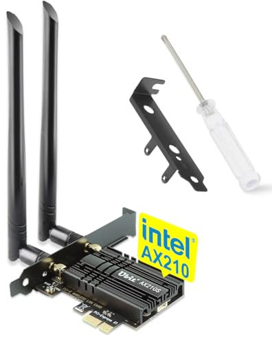 Intel WiFi 6E AX210 PCIe WiFi 6 Card, 5400Mbps, 6GHz/5GHz/2.4GHz Tri-Band, Bluetooth, Windows 11/10