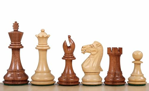 Sunrise Chess & Games Stallion Schachfiguren 3,5 Zoll, Akazie | Figuren aus Akazie und Buchsbaum, Präzise gefertigt, Elegantes Design, Klassische Staunton-Form