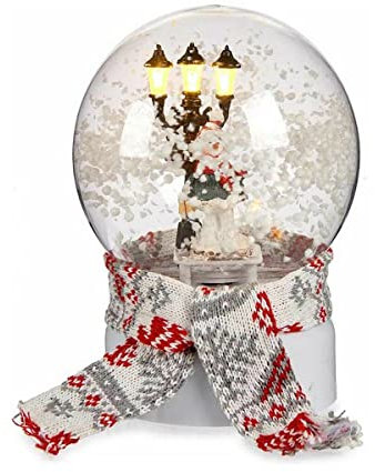 Krist+ Bola de Nieve Muñeco de Nieve Bufanda Blanco Plástico Poliresina (13 x 19,5 x 13 cm)