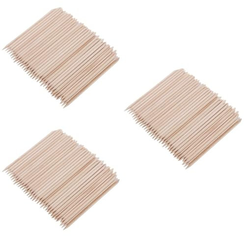Healeved 300 Piezas palo de madera de naranjo para uñas palos de madera para arte de uñas palo de cutícula de madera cutícula de palo de madera de naranja empujador de cutículas de madera