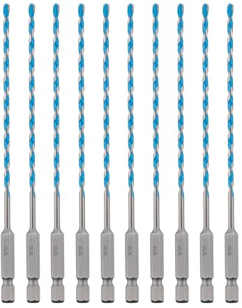 toolant 5/32 Concrete Drill Bit Set & Masonry Drill Bit Set, Shockproof Hex Shank Hammer Drill Bit Set for Glass/Brick/Plastic/Cement/Tile, Industrial Strength Carbide Drill Bit Tip 1/4 Box of 10