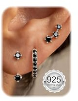 Morfetto Orecchini Set in Argento 925 per Donna Oro Placcato 14K Piccoli Orecchini a Bottone Set Huggie Hoop impilabile orecchini per più piercing orecchino pile per le orecchie sensibili Argento3