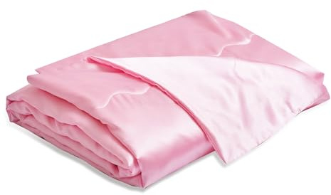 YASMENG Satin Decke 150x200 Rosa Sofadecke Kühlende Seidige Seide Sommerdecke Leicht Weich Luxus Glatt Glänzend Satin Tagesdecke Kuscheldecke für Bett Sofa Couch Schlafzimmer Büro Reisen