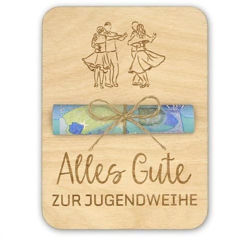 ZUKLA kleine Verpackung für Geldgeschenke Jugendweihe 12 x 9 cm - Geschenk für Jungen & Mädchen - Geldgeschenk Verpackung Holz - Handmade
