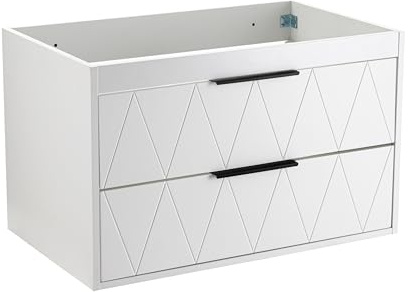 UEV Mobile Sottolavabo per Bagno, 75CM Mobile Bagno Sottolavabo, Mobiletto Bagno Sospeso con 2 Cassetti, Lavandino da Bagno non Incluso, Bianca