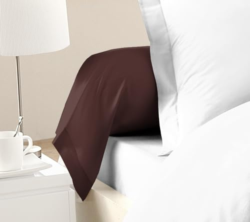 Taies de traversin 85x185 cm 100% Coton, Lot de 2, Chocolat, Douces, résistantes et Respirantes, Home Linge Passion