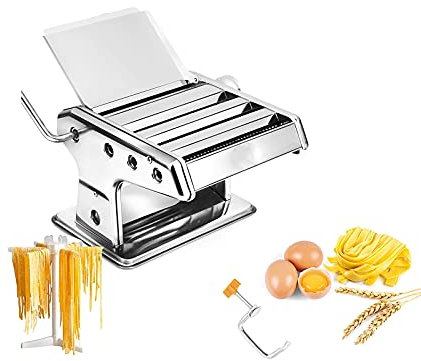 Macchina per pasta Macchina per pasta Macchina per pasta e macchina per pasta, Macchina per pasta con rullo per pasta in acciaio inossidabile Include manovella, per prodotti freschi fatti in