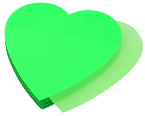 ONLYKXY Transparente Haftnotizen in Herzform, 7,1 x 7,2 cm, wasserdicht, selbstklebende Buchregister, 150 Blatt, PET-Marker, Haftnotizen, Block (fluoreszierendes Grün), 3 Stück