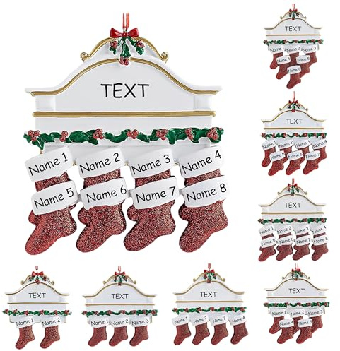 PSUNEY Personalisierte Weihnachtsornamente Benutzerdefinierte Weihnachtsanhänger Dekor Weihnachtsbaum Ornamente mit Namen Text Familie Verzierung Xmas Baum Hängen Dekoration Geschenk