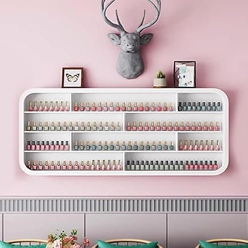 Nagellackregal wandregal weiß, nagellack Regal Wand Holz, Präsentationsregal Kosmetik Vitrinen Lippenstift Parfüm Wandregal ätherische Öle Organizer Zuhause Spa Geschäft