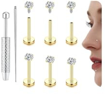 YADOCA G23 Titanio Piercing Helix Internamente Roscado para Labio Medusa Monroe Hipoalergénico Oreja Conch Trago
