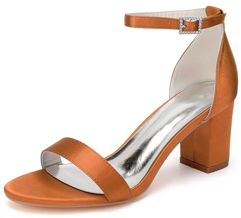 TarfiC Womens High Heel Round Work Court Shoes Chunky Heels Wedding Bridal Buckle Buckle Heeled Fashion Courts Shoes Pumps