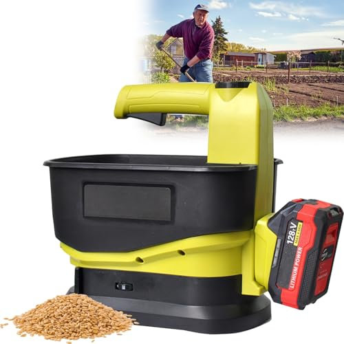 KYZTMHC Esparcidor de Semillas de Mano inalámbrico, esparcidor de Gemas, esparcidor de Mano con caudal, Ajuste de Velocidad de 6 velocidades de 5,5 L, para Semillas de césped, Alimentos
