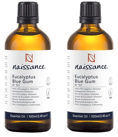 Naissance Aceite Esencial de Eucalipto Globulus (No. 101) - 200ml (2x100) - Puro, Natural - para Humidificador, Difusor, Masajes, Velas, Baño
