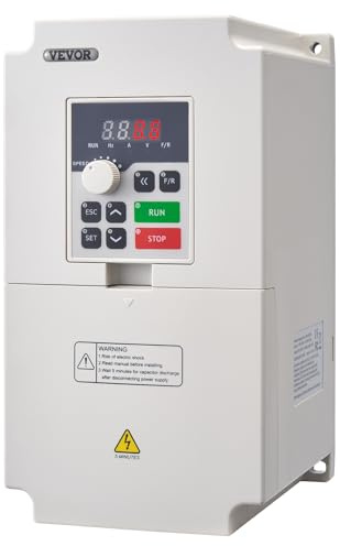 VEVOR Inversor de Frecuencia Variador de Frecuencia de 4 kW 18 A Entrada Monofásica o Trifásica de 50/60 Hz a Salida Trifásica de 0-2000 Hz VFD para Control de Velocidad del Motor del Husillo CNC